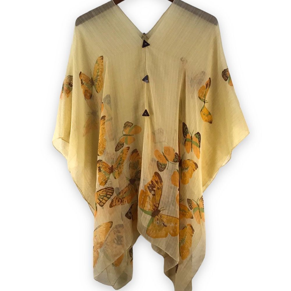 Amazon Women’s One Size Chiffon Butterfly Print Kimono Poncho Fairycore Flowy